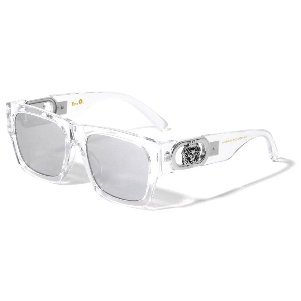 Clear Frame Square Sunglasses Silver Mirrored Lenses Mens Summer Style Luxury‎